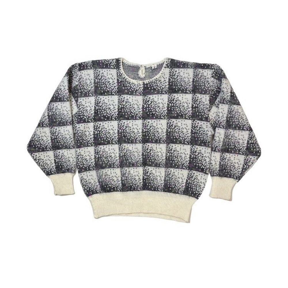 Bell House Japan Mohair Cashmere Blend Shadow Plaid Knit Sweater